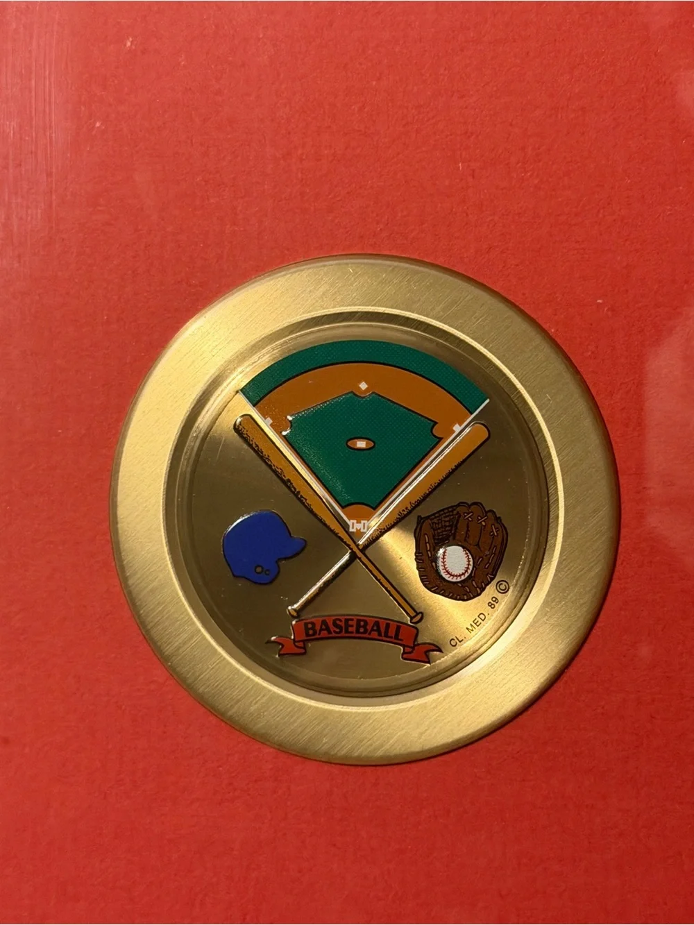 Vintage Brass Framed Baseball 